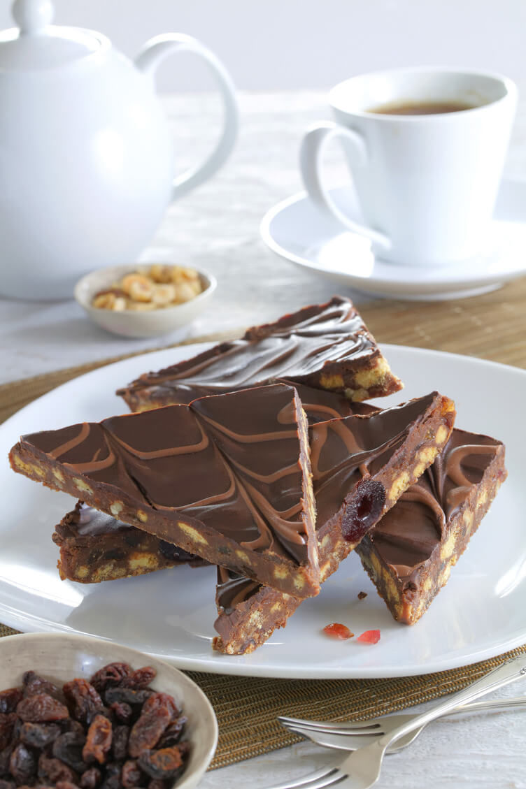 Chocolate Fruit & Nut Slice - Mademoiselle Desserts UK