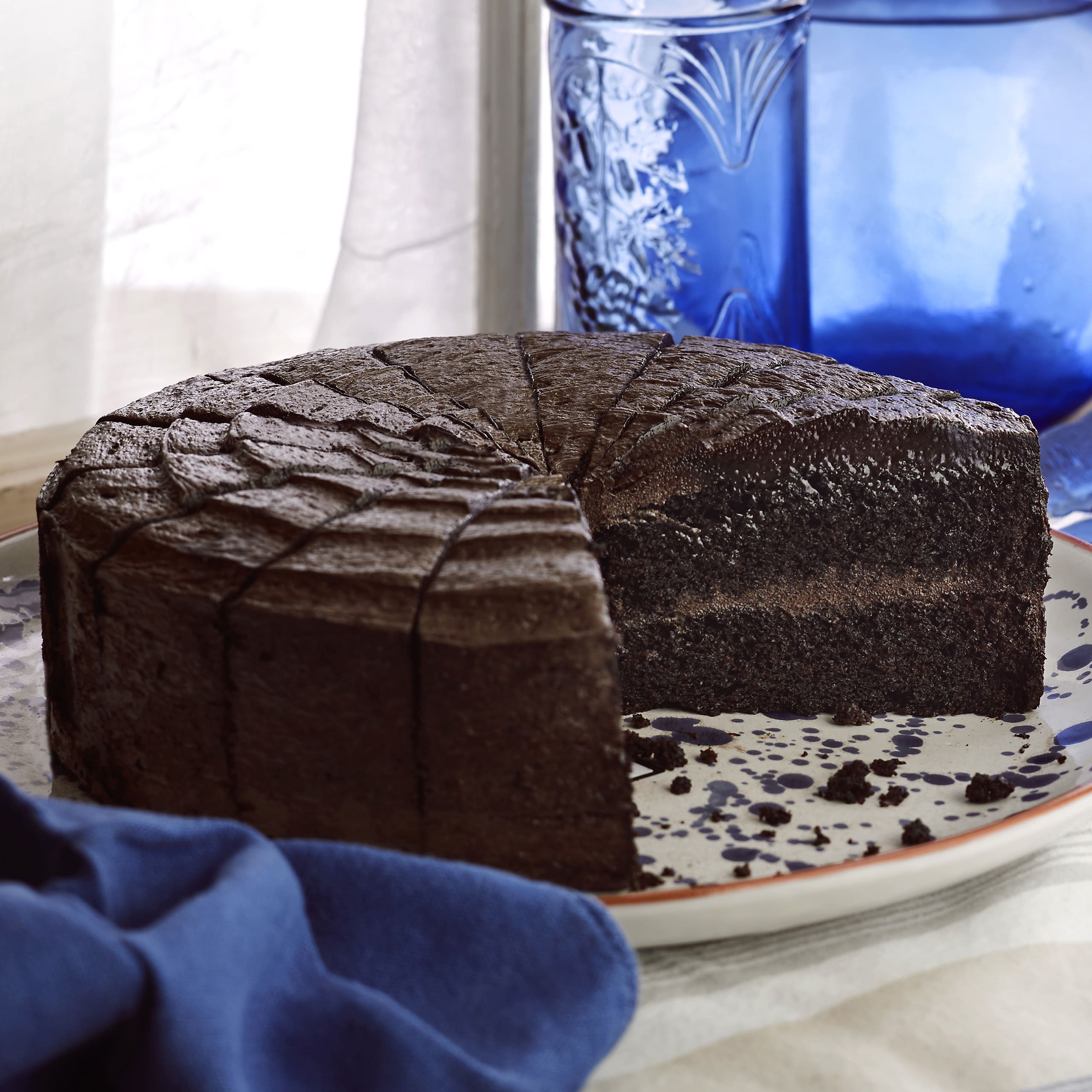 Two Layer Vegan Chocolate Fudge Cake